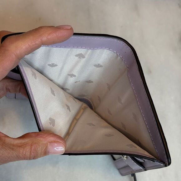 Kate Spade Wallet Leather Cross Grain Lavender Bifold Compact - Picture 15 of 15